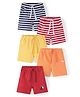 Doodle Poodle 100% Cotton Above Knee Length Shorts Solid & Striped Pack of 5 - Multicolour