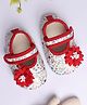 Coco Candy Flower Applique Detailed & Printed Booties - Red & White