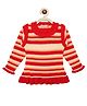 KNITCO Full Sleeves Striped Designed Sweater - Red