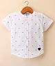 ToffyHouse Cotton Half Sleeves Shirt Vehicle Print - White
