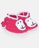 MayRa Knits Animal Face Designed Hand Knitted Woollen Booties - Pink