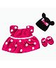 MayRa Knits Sleeveless Polka Dot Designed  Woollen Dress With Cap And Booties - Pink