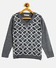 RVK Full Sleeves Abstract Designed  Pullover Sweater - Grey