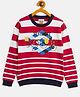RVK Full Sleeves Striped Cotton Pullover Sweater - Red
