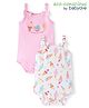 Babyoye Eco Conscious Cotton Knit Sleeveless Onesies Ice Cream Print with Bow Applique  Pack of 2 - Pink & White