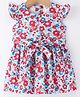 Simply Premium Cotton Woven Cap Sleeves Frock Floral Print - Red & White