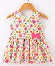 ORRIGANY Knit Sleeveless Frock with Bow Applique Floral Print - Multicolour