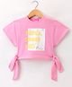 Little Kangaroos Cotton Knit Half Sleeves Top Text Print - Pink