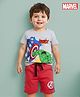 Babyhug Marvel 100% Cotton Knit  Half Sleeves T-Shirt & Shorts With Avengers Graphics - Grey & Red