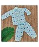 A Toddler Thing Organic Cotton Full Sleeves All Over Dolphin Printed Coordinating Night Suit - Teal Blue