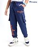 Honeyhap Premium Terry 100% Cotton Full Length Track Pant With Bio Finish Logo Print - Navy Peony