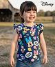 Babyhug Disney 100% Cotton Knit Half Sleeves Top With Minnie Mouse Print & Frill Detailing - Navy Blue