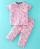 Fido Cotton Single Jersey Knit Half Sleeves Night Suit Floral Print - Pink