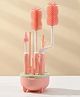 THE LITTLE LOOKERS Silicone Bottle Brush Set with Stand, 360° Rotating Silicone Bottle Cleaning Brush Cleaner Set, Long Handle 4 in 1 Multipurpose Silicone Baby Bottle Straw Cleaner Brush (Pink)