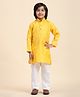 P-MARK Full Sleeves Embroidery Design Cotton Kurta & Pajama Set- Yellow