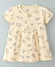 Child World Cotton Interlock Knit Half Sleeves Frock Vehicle Print - Golden