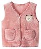 MOMISY Sleeveless Teddy Face Detailed Fur Vest -  Pink