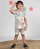 Polka Tots Half Sleeves Colour Splashed Coordinating Cotton Shirt & Shorts Set - Multi Colour