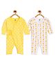 The Mom Store Pack Of 2 Full Sleeves Giraffe & Clouds Printed Cotton Rompers - Multi Colour