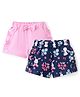 Doodle Poodle 100% Cotton Above Knee Length Floral Printed Shorts with Bow Applique Pack of 2 - Navy Peony & Pink Frosting