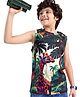 Ollington St. 100% Cotton Knit Sleeveless T-Shirt With Jungle Theme  Print- Multicolor