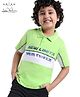 Arias Cotton Knit Half Sleeves Polo T-Shirts With HD Text Print And Reflecting Tape Detailing - Green