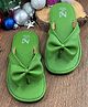 The Madras Trunk  Bow Detailed Flip Flops - Green