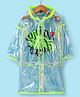 Babyhug Full Sleeves Below Knee Length Transparent Raincoat Rainy Day Print - Neon Green