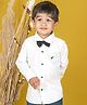 Polka Tots Full Sleeves Solid Shirt With Bow Tie Up - White
