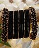 The Pari Set Of 18 Black Velvet and Beaded Bangles-6.03 cm diameter