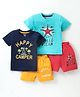 OHMS Single Jersey Half Sleeves T-Shirt & Short Set With Text Print Pack Of 2 - Multicolour
