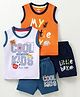 OHMS Single Jersey Knit Sleeveless T-Shirt & Shorts with Text Print Pack of 2 - Multicolour