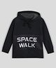 Somersault Full Sleeves Space Walk Text Printed Hooded Sweatshirt - Black