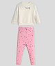 Somersault Full Sleeves Space Text Embellished Sweatshirt With Dots Printed Leggings - Multi Colour