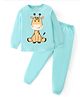 BLUSHES Full Sleeves Giraffe Printed Night Suit - Sea Green