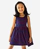 Campana 100% Cotton Jersey Sleeveless Striped Fit & Flared Dress -  Navy Blue & Red