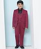 AJ Dezines Full Sleeves Solid Shirt Coordinating Waistcoat & Pant With Blazer & Tie -  Maroon