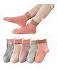 MOMISY Pack of 5 Solid Socks - Grey Beige Purple & Pink