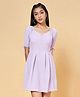 Coolsters by Pantaloons Half Sleeves Checked & Pleated Dress - Purple