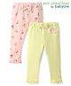 Babyoye Eco Conscious Cotton Full Length Leggings With Floral Print Pack Of 2 - Pink & Yellow