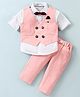 JASH KIDS Cotton Knit  Full Sleeves  Striped Party Suit with Bow - Peach