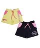 3PIN Pack Of 2 Unicorn & Believe In Yourself Text Printed Shorts - Black & Yellow