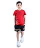 3PIN Half Sleeves Leaves Printed Tee With Shorts - Red & Black
