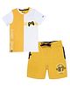 3PIN Half Sleeves Colour Blocked Tee & New York Text Printed Shorts Set - Yellow & White