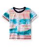 ToffyHouse 100% Cotton Supercombed Single Jersey Half Sleeves T-Shirt With Beach Theme Print - Multicolour