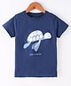Doreme Cotton Single Jersey Knit Half Sleeves T-Shirt Turtle Print - Blue