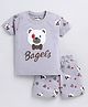 CUTOPIES Cotton Haf Sleeves Bear Printed Tee & Shorts Set - Steel Grey