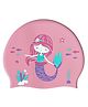 KARBD Cartoon Design Super Soft Silicone Swimming Cap for Kids - Pink Mermaid