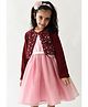 A Little Fable Shimmered Dress With Full Sleeves Sequin Embellished Shrug - Maroon