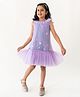 A Little Fable  Sleeveless Floral Applique Detailed Tiered Dress - Lavender